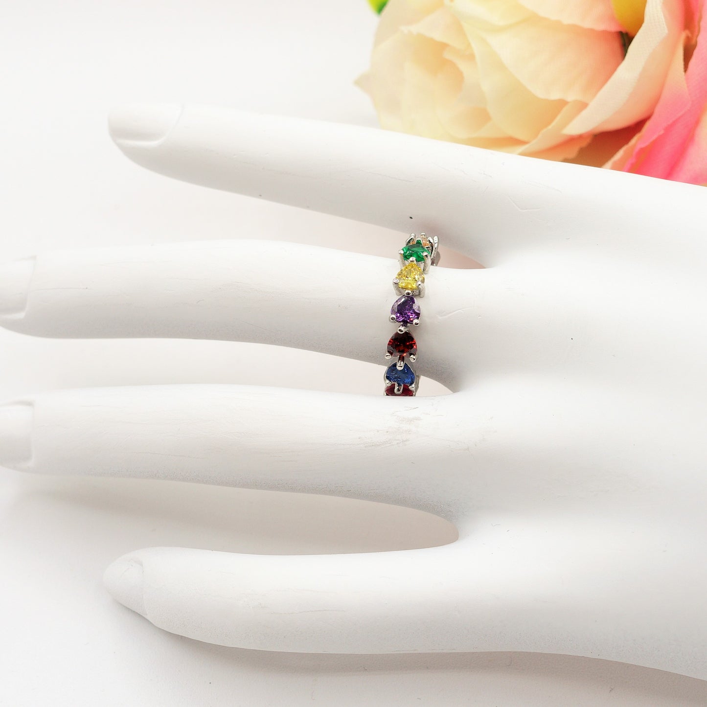 JENNY-Anello regolabile in Cubic Zirconia a forma di Cuore