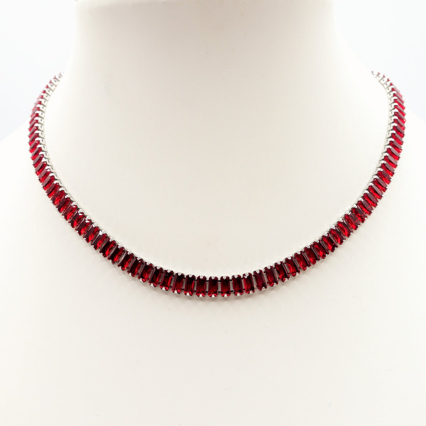 JULIANNE Red set - ACCIAIO INOSSIDABILE- set choker bracciale tennis e anello in cubic zirconia