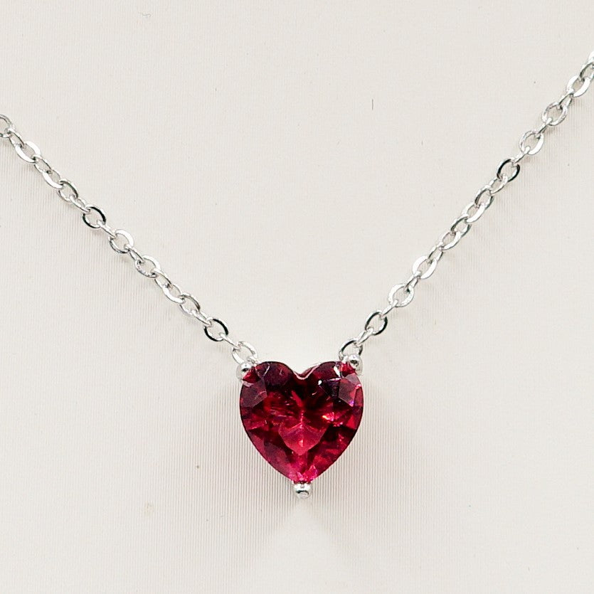 CHERIE single heart - ACCIAIO INOSSIDABILE - Collana con cuore in cubic zirconia