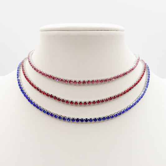 VEGAS ~ Tennis Choker girocollo in ACCIAIO INOSSIDABILE con cubic zirconia