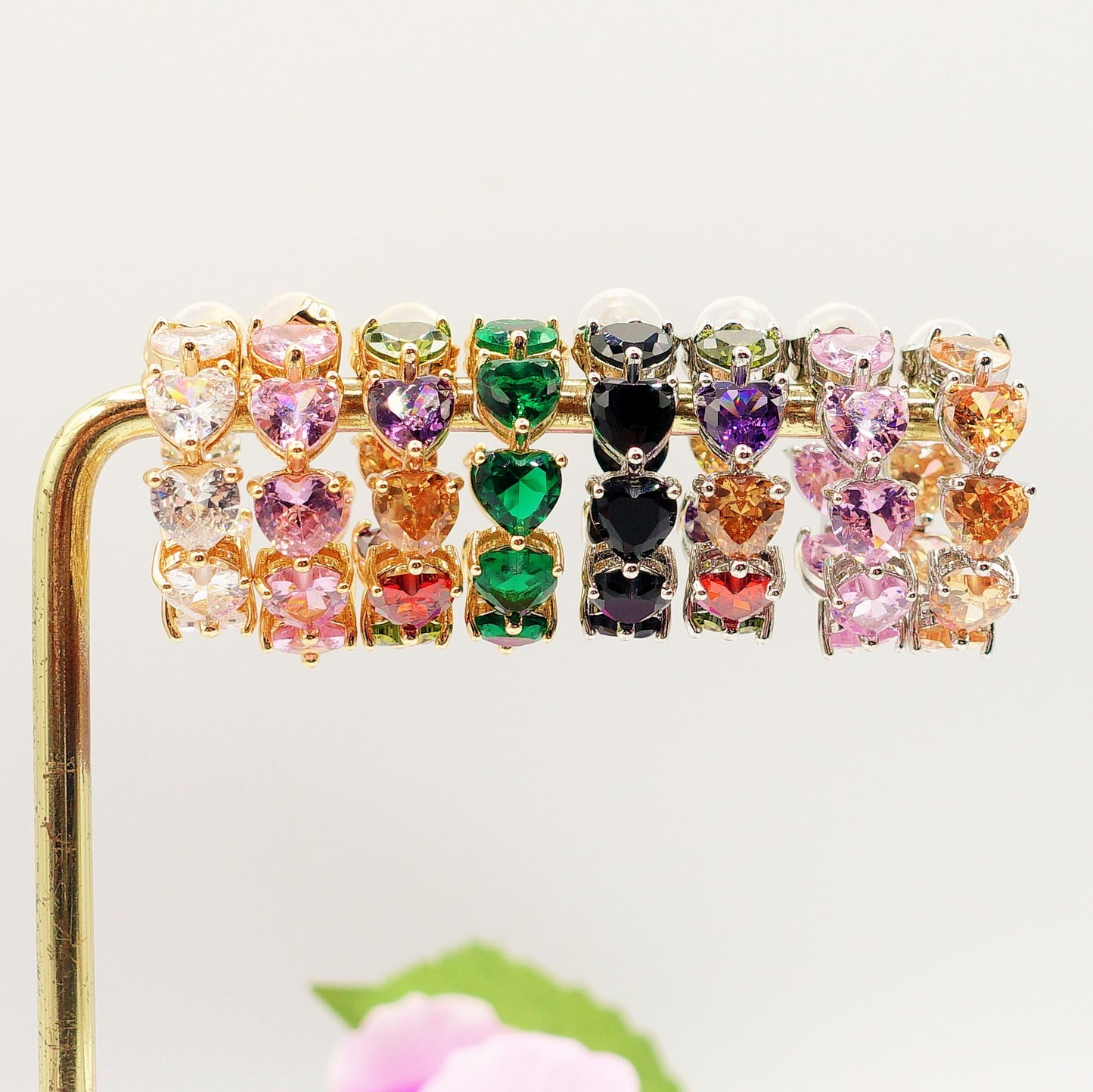 CAMILLE - CHERIE COLLECTION - Orecchini a cerchio con cubic zirconia a forma di cuore
