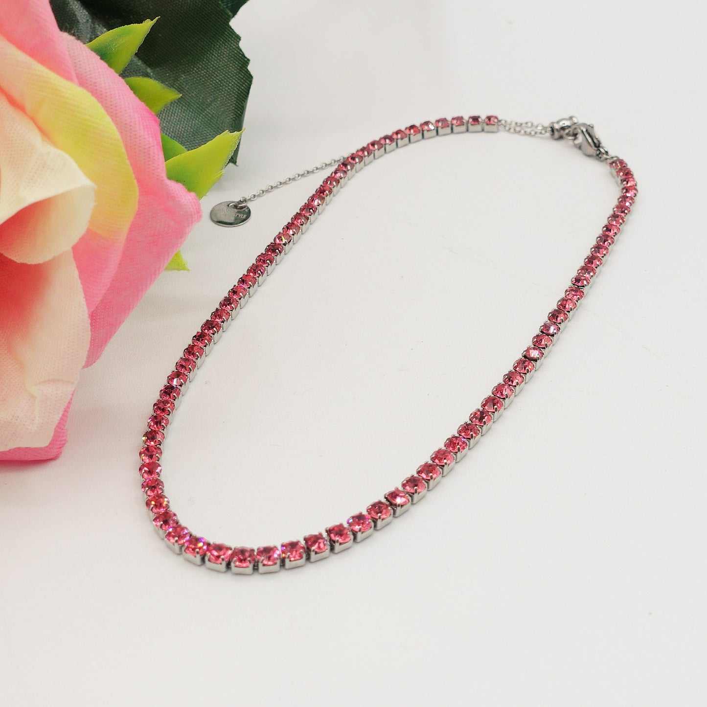VEGAS SET colours - ACCIAIO INOSSIDABILE- set choker e bracciale tennis in cubic zirconia