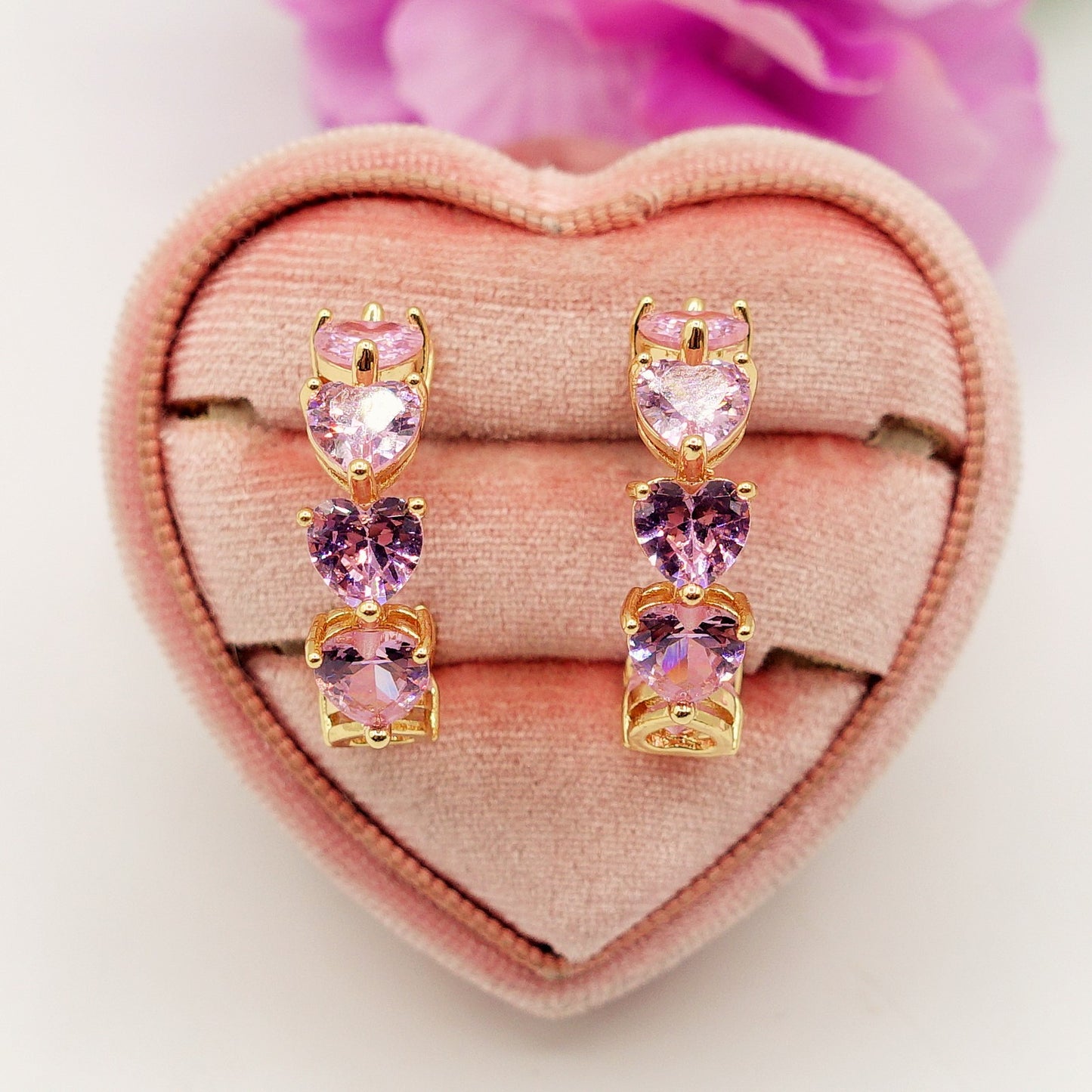 CAMILLE - CHERIE COLLECTION - Orecchini a cerchio con cubic zirconia a forma di cuore