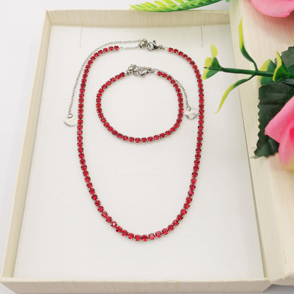 VEGAS SET colours - ACCIAIO INOSSIDABILE- set choker e bracciale tennis in cubic zirconia