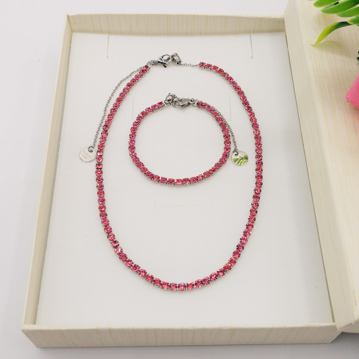 VEGAS SET colours - ACCIAIO INOSSIDABILE- set choker e bracciale tennis in cubic zirconia