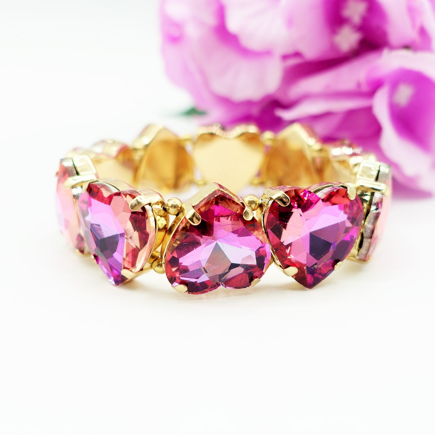 LUCE HEARTS- -Bracciale elasticizzato con pietre a cuore sfaccettate