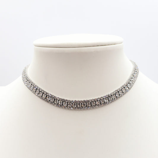 BELLATRIX ~ Tennis Choker doppio girocollo in ACCIAIO INOSSIDABILE con cubic zirconia