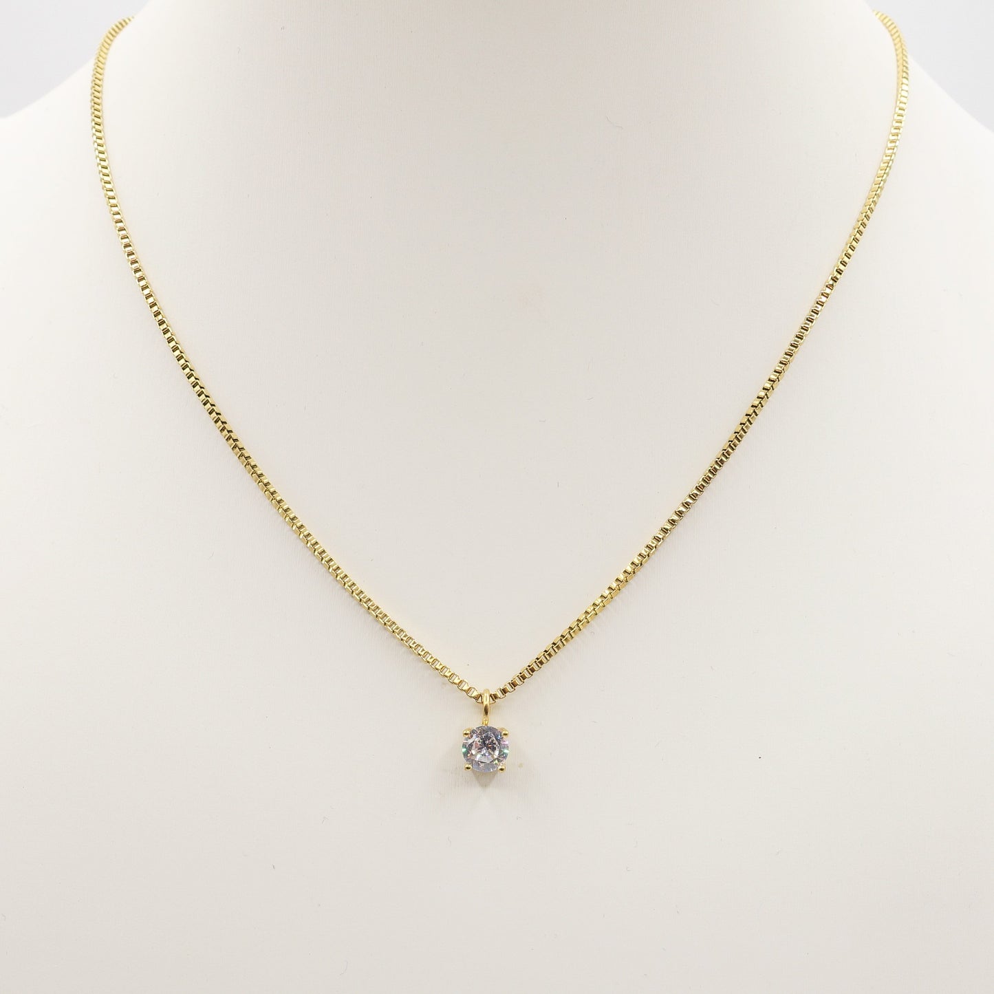 SOLITARIO - ACCIAIO INOSSIDABILE- collana con pendente solitario in cubic zirconia