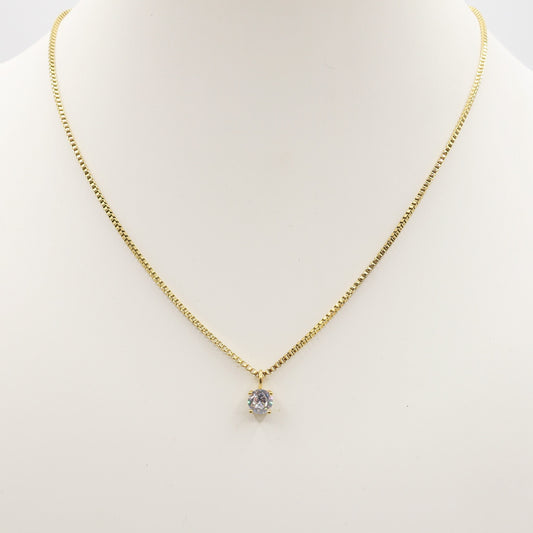 SOLITARIO - ACCIAIO INOSSIDABILE- collana con pendente solitario in cubic zirconia
