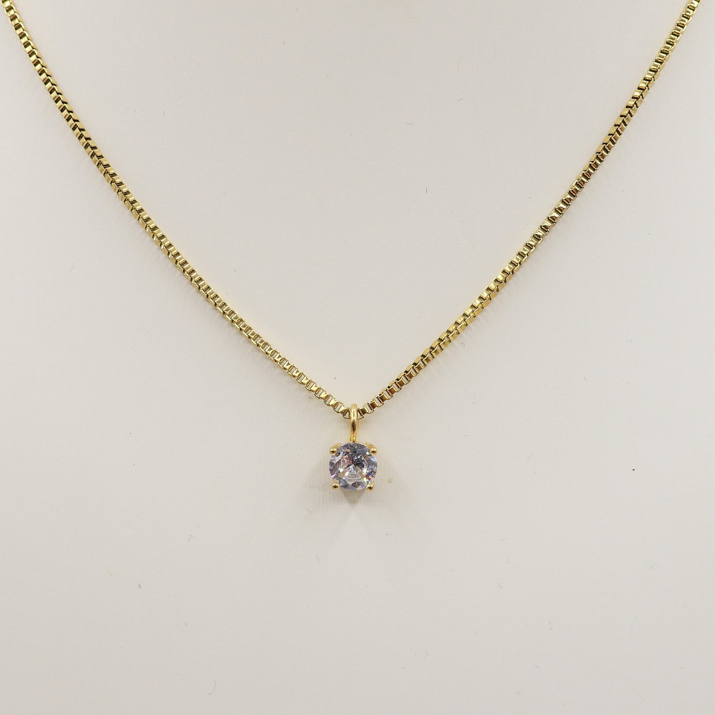 SOLITARIO - ACCIAIO INOSSIDABILE- collana con pendente solitario in cubic zirconia
