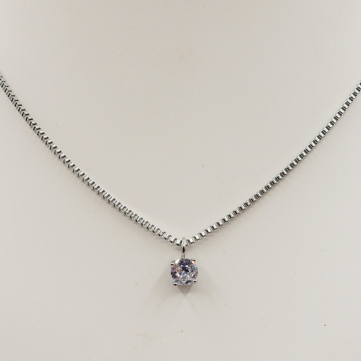 SOLITARIO - ACCIAIO INOSSIDABILE- collana con pendente solitario in cubic zirconia