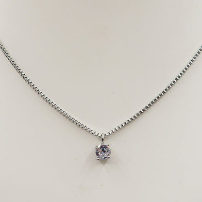 SOLITARIO - ACCIAIO INOSSIDABILE- collana con pendente solitario in cubic zirconia