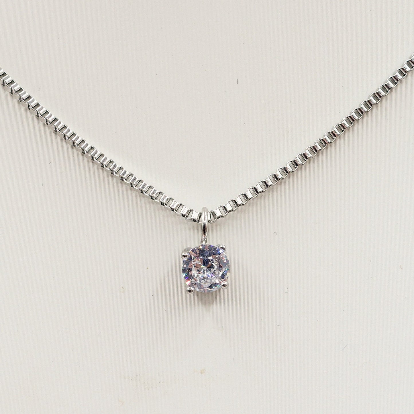 SOLITARIO - ACCIAIO INOSSIDABILE- collana con pendente solitario in cubic zirconia