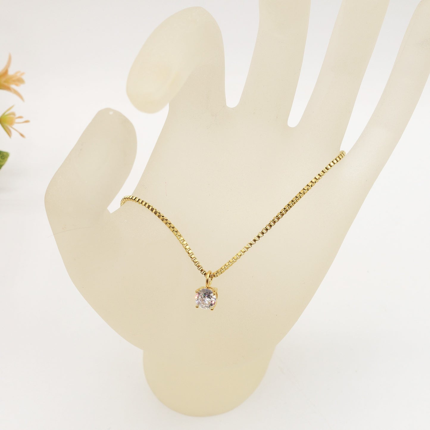 SOLITARIO - ACCIAIO INOSSIDABILE- collana con pendente solitario in cubic zirconia