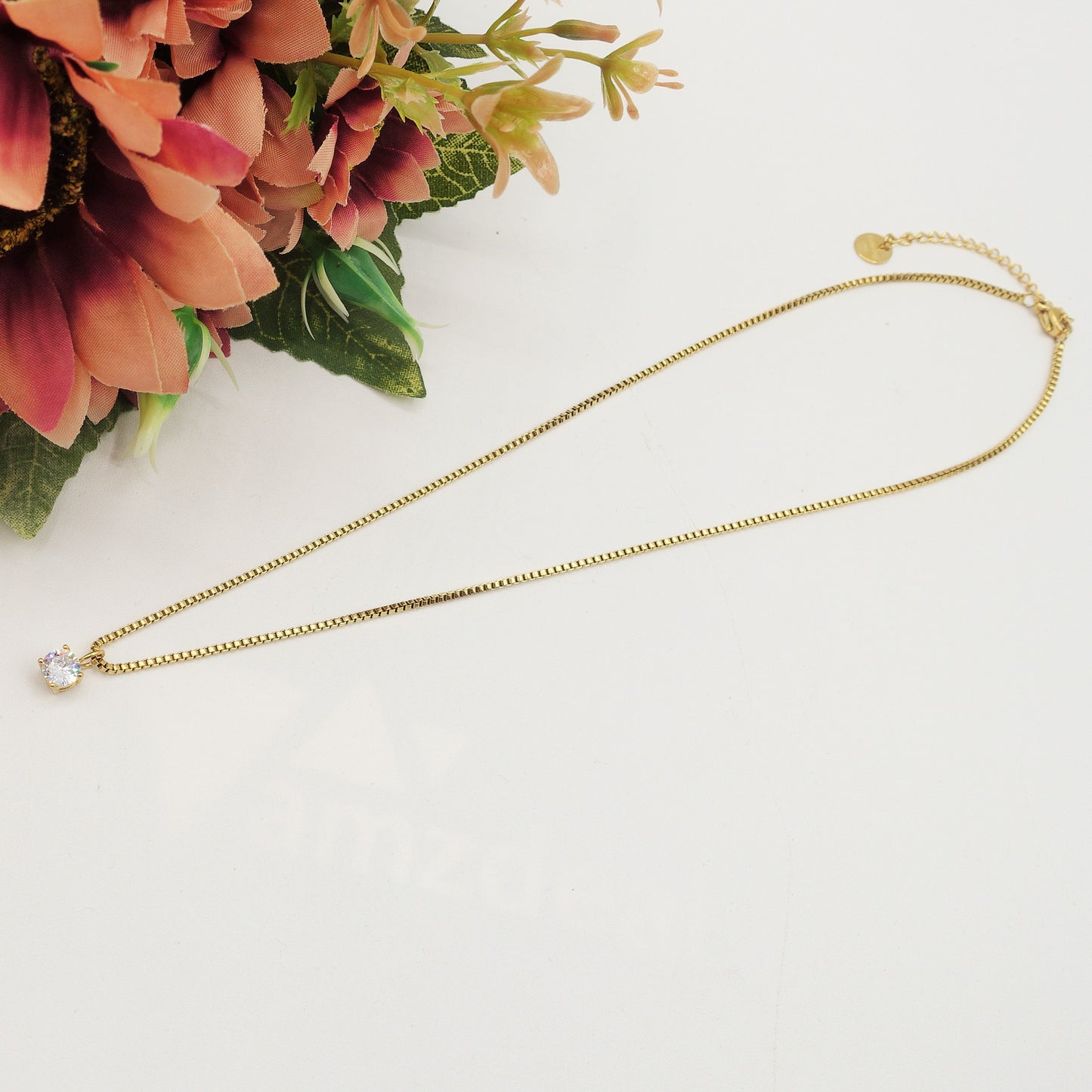 SOLITARIO - ACCIAIO INOSSIDABILE- collana con pendente solitario in cubic zirconia
