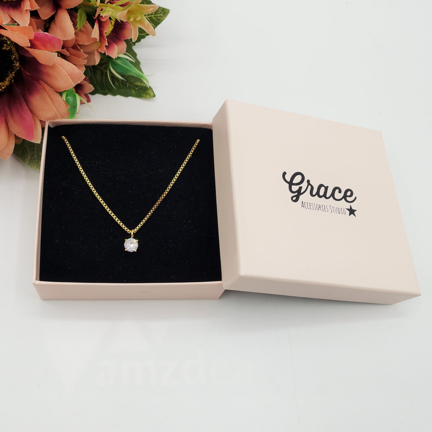 SOLITARIO - ACCIAIO INOSSIDABILE- collana con pendente solitario in cubic zirconia