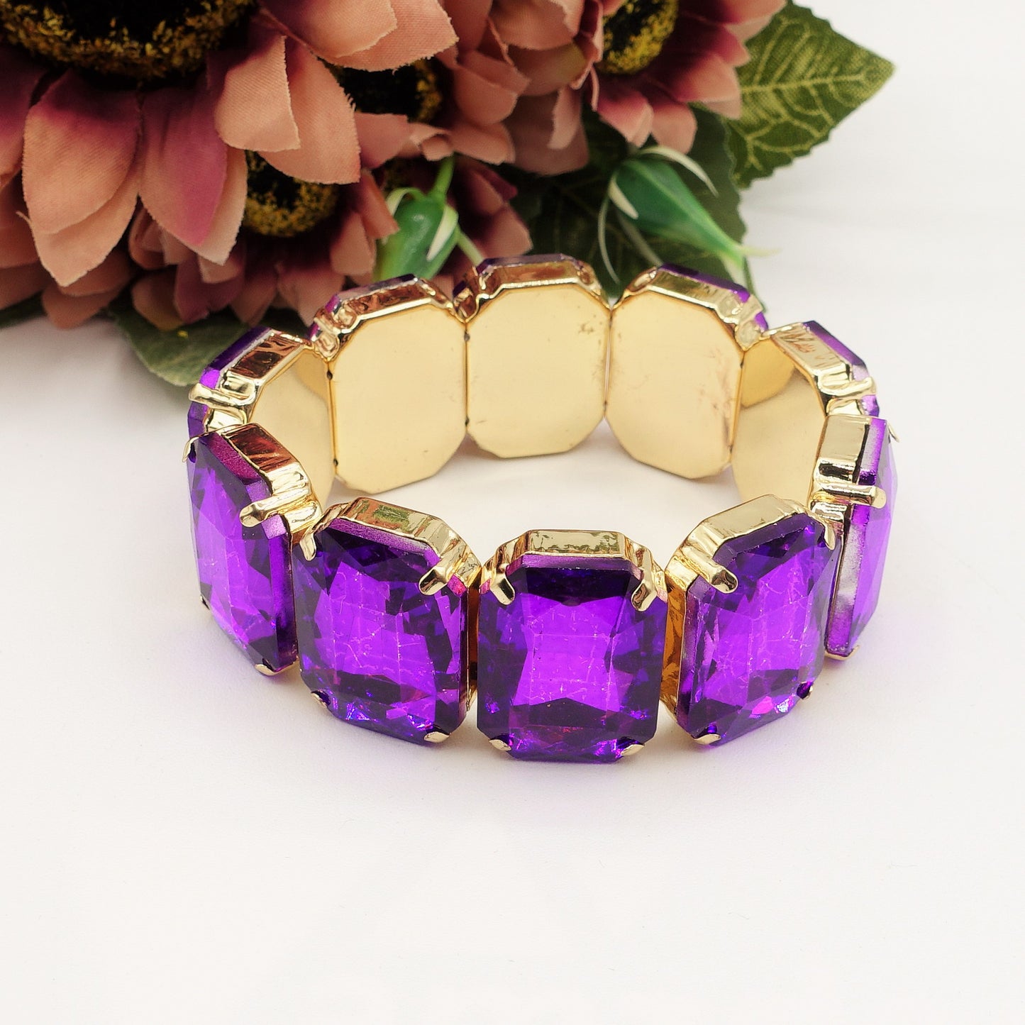 MARGOT LUXE - Bracciale elasticizzato con pietre sfaccettate -luce colection