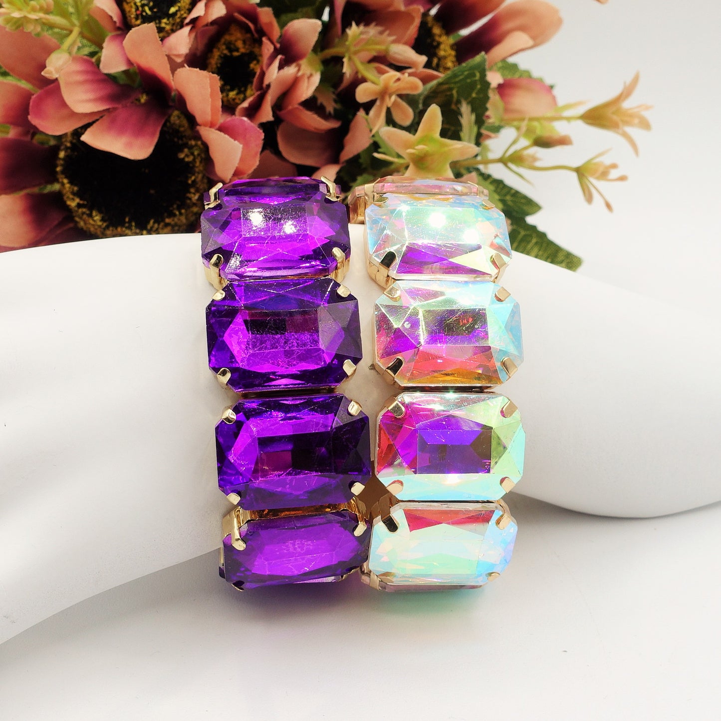 MARGOT LUXE - Bracciale elasticizzato con pietre sfaccettate -luce colection