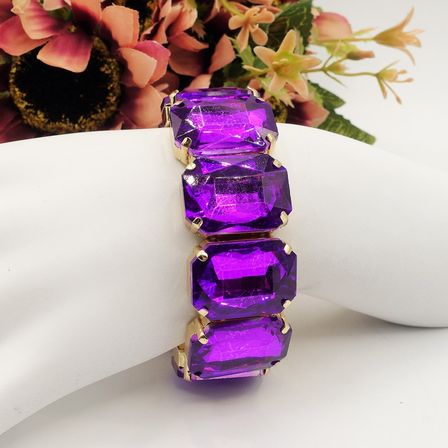 MARGOT LUXE - Bracciale elasticizzato con pietre sfaccettate -luce colection