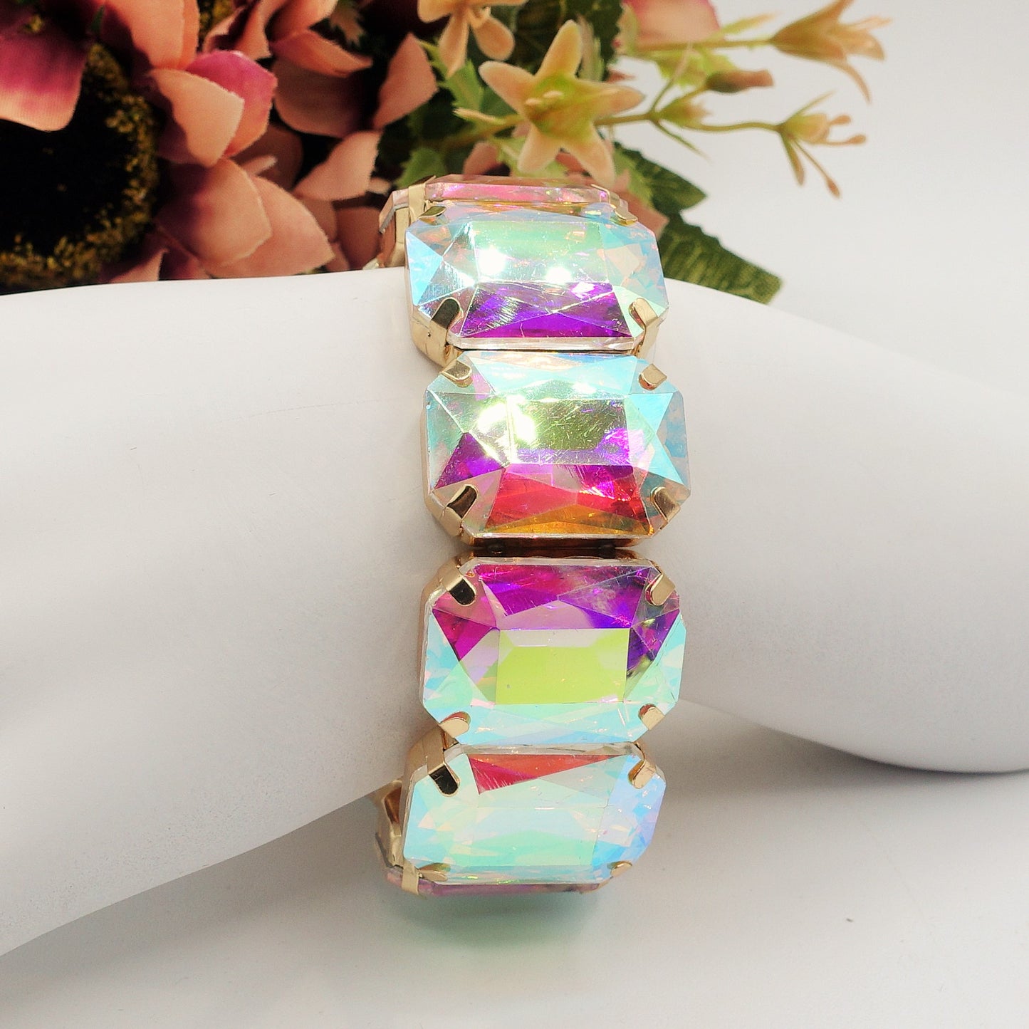 MARGOT LUXE - Bracciale elasticizzato con pietre sfaccettate -luce colection