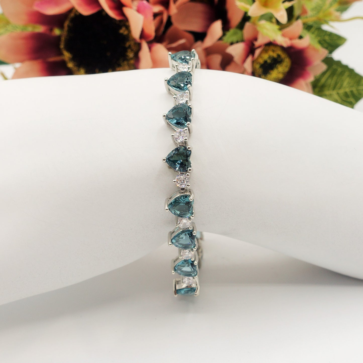 CHERIE - bracciale tennis con cubic zirconia a forma di cuori alternati