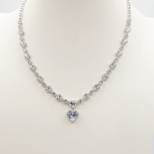 CARRIE Collier Tennis - Collana con Cubic Zirconia a forma di cuore