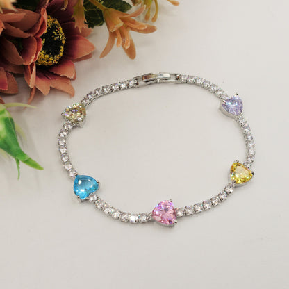 CORINNE - bracciale tennis cuori alternati con cubic zirconia