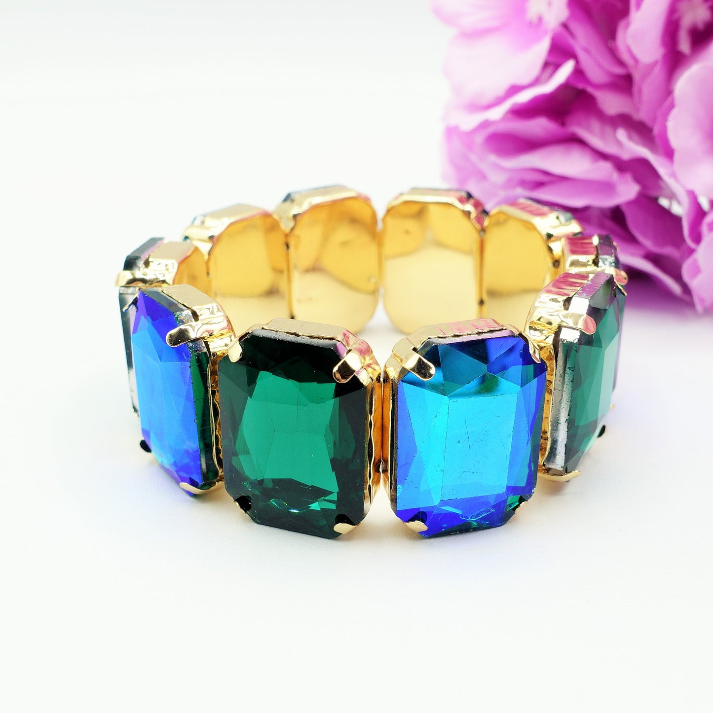 MARGOT LUXE - Bracciale elasticizzato con pietre sfaccettate -luce colection