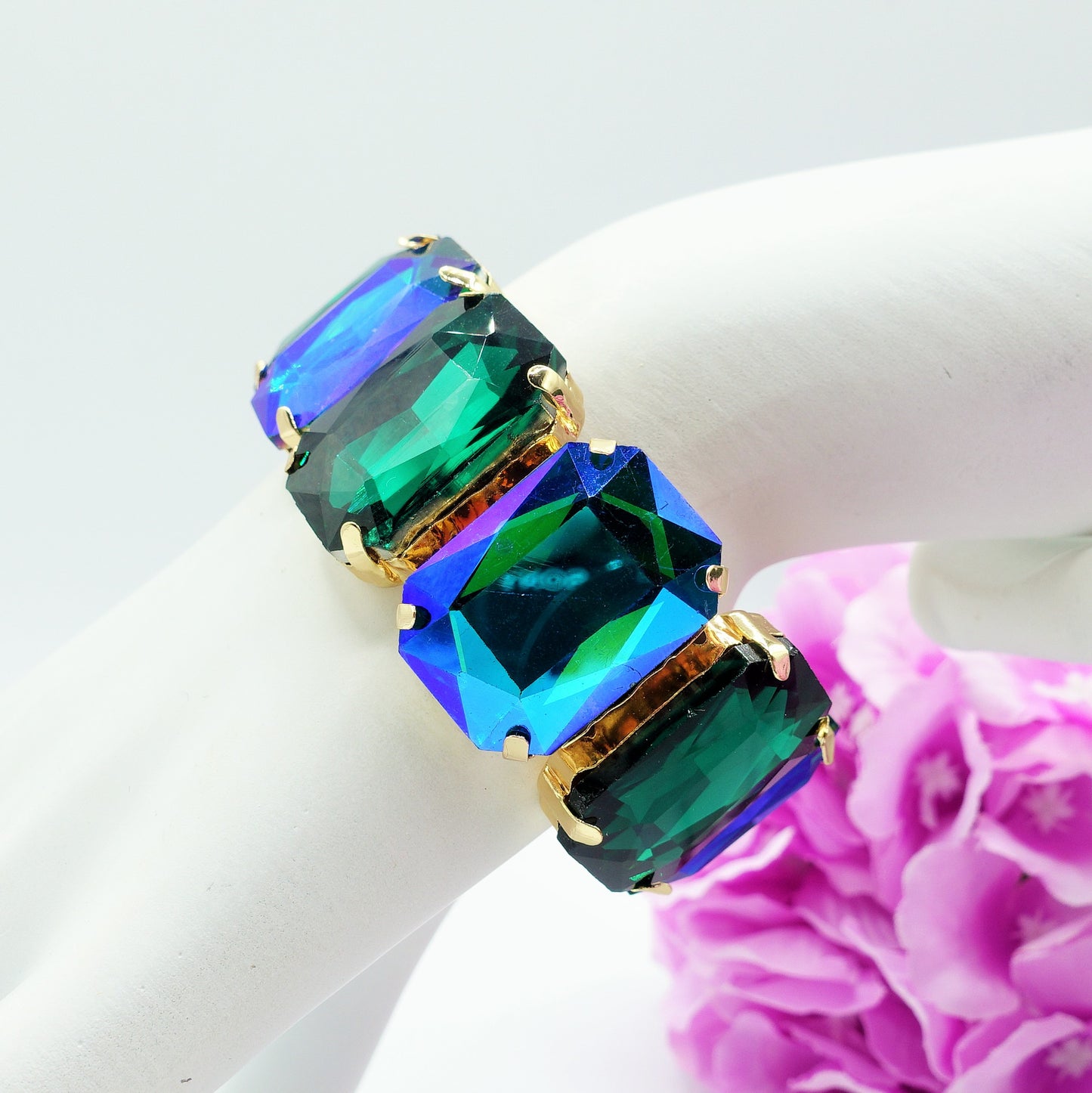 MARGOT LUXE - Bracciale elasticizzato con pietre sfaccettate -luce colection