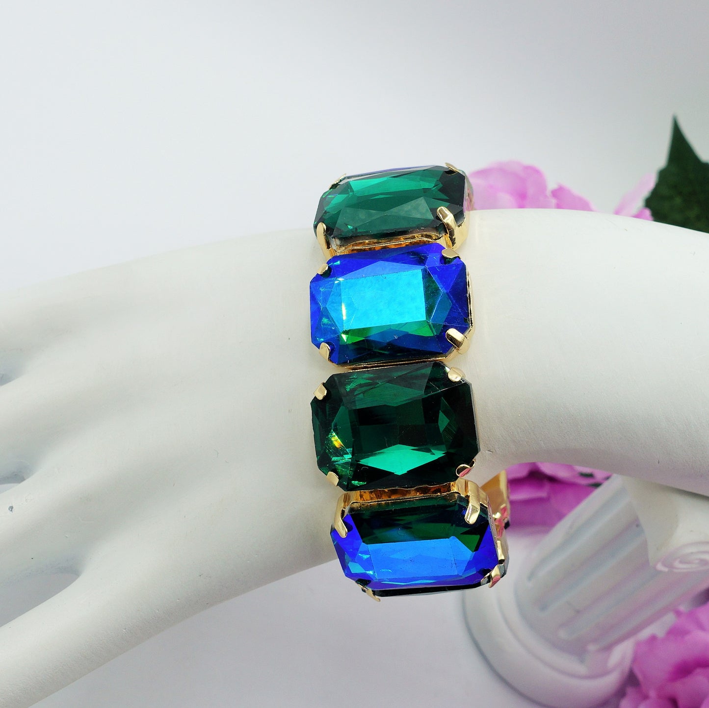 MARGOT LUXE - Bracciale elasticizzato con pietre sfaccettate -luce colection