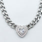 JASMINE ~ ACCIAIO INOSSIDABILE - collana choker in catena con Cubic zirconia a forma di cuore