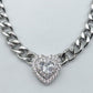 JASMINE ~ ACCIAIO INOSSIDABILE - collana choker in catena con Cubic zirconia a forma di cuore