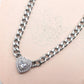 JASMINE ~ ACCIAIO INOSSIDABILE - collana choker in catena con Cubic zirconia a forma di cuore
