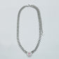 JASMINE ~ ACCIAIO INOSSIDABILE - collana choker in catena con Cubic zirconia a forma di cuore