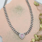 JASMINE ~ ACCIAIO INOSSIDABILE - collana choker in catena con Cubic zirconia a forma di cuore