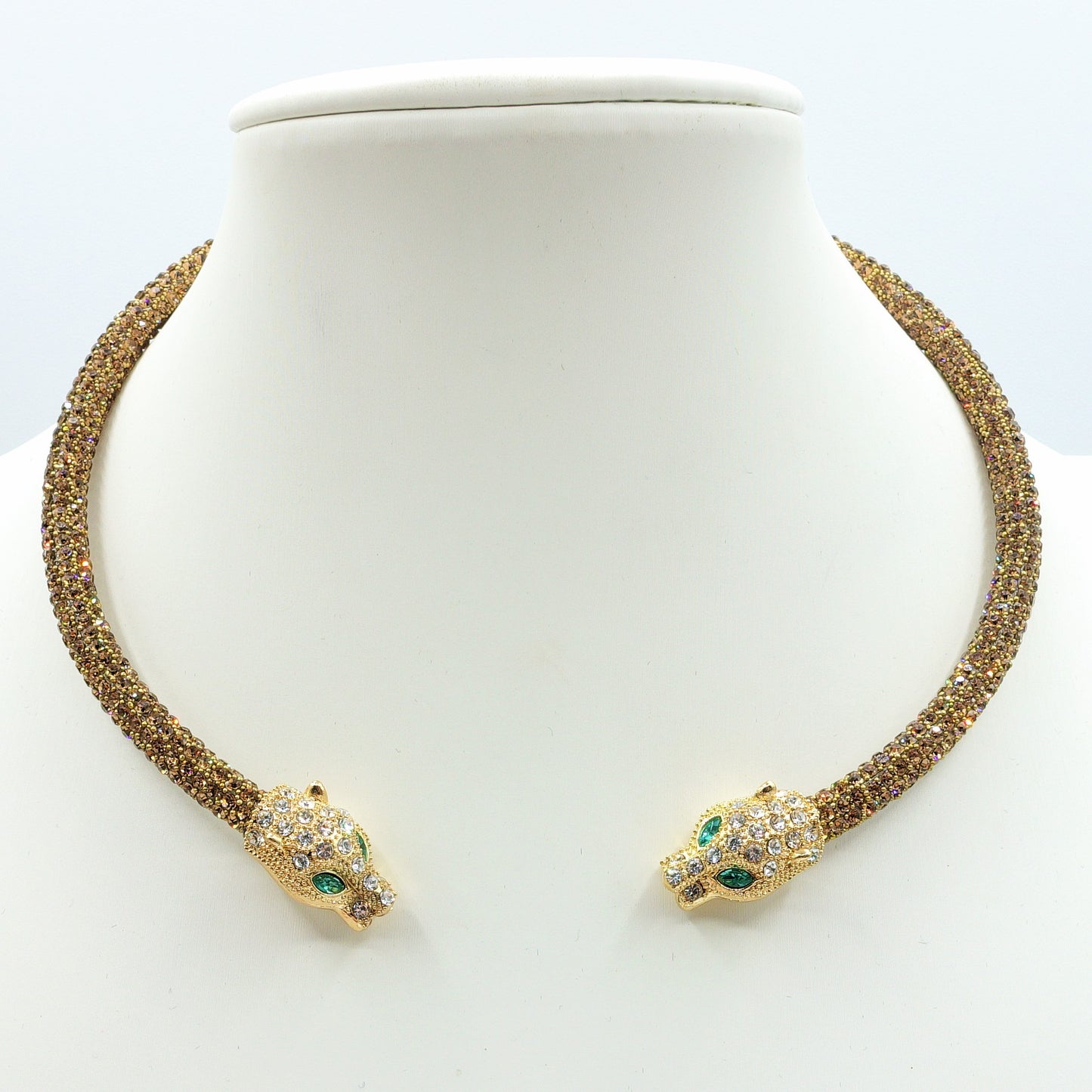 KALI CHOKER ~ Girocollo snodato a pantera con cubic zirconia