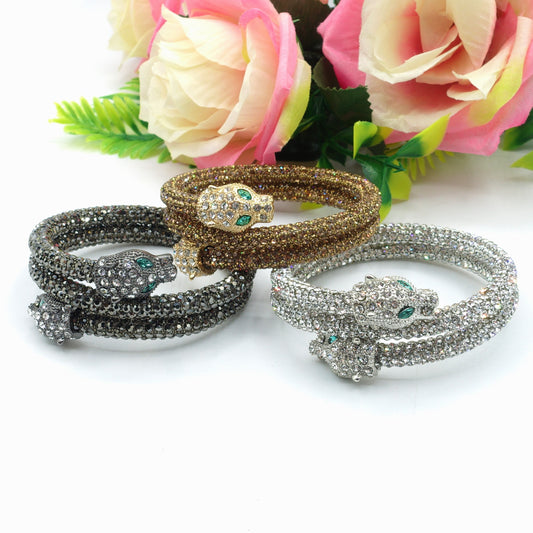 KALI ~ Bracciale snodato a pantera con cubic zirconia