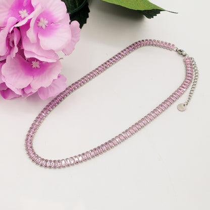 JULIANNE choker ~ ACCIAIO INOSSIDABILE- GIROCOLLO CON ZIRCONI A BAGUETTE