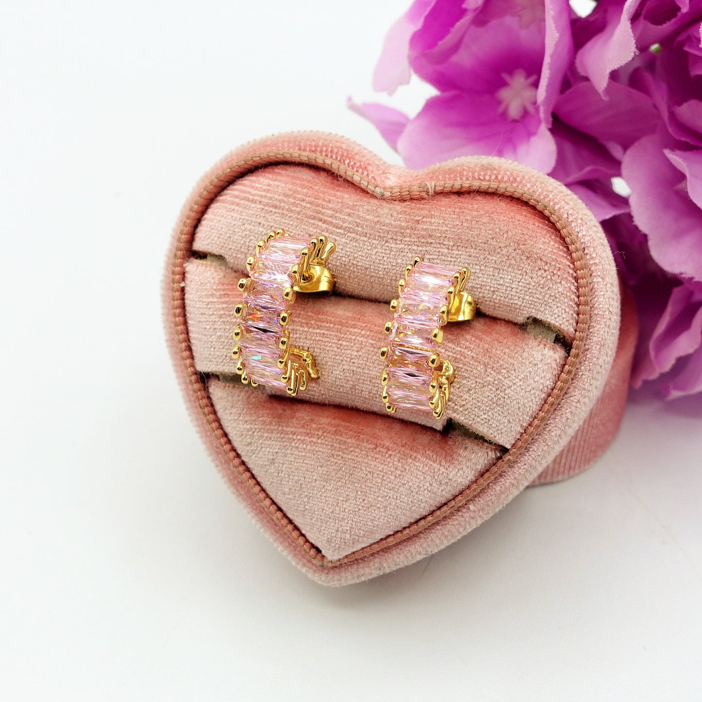 JULIANNE MINI - hoops 1.5 cm -orecchini a cerchio con zirconi a baguette