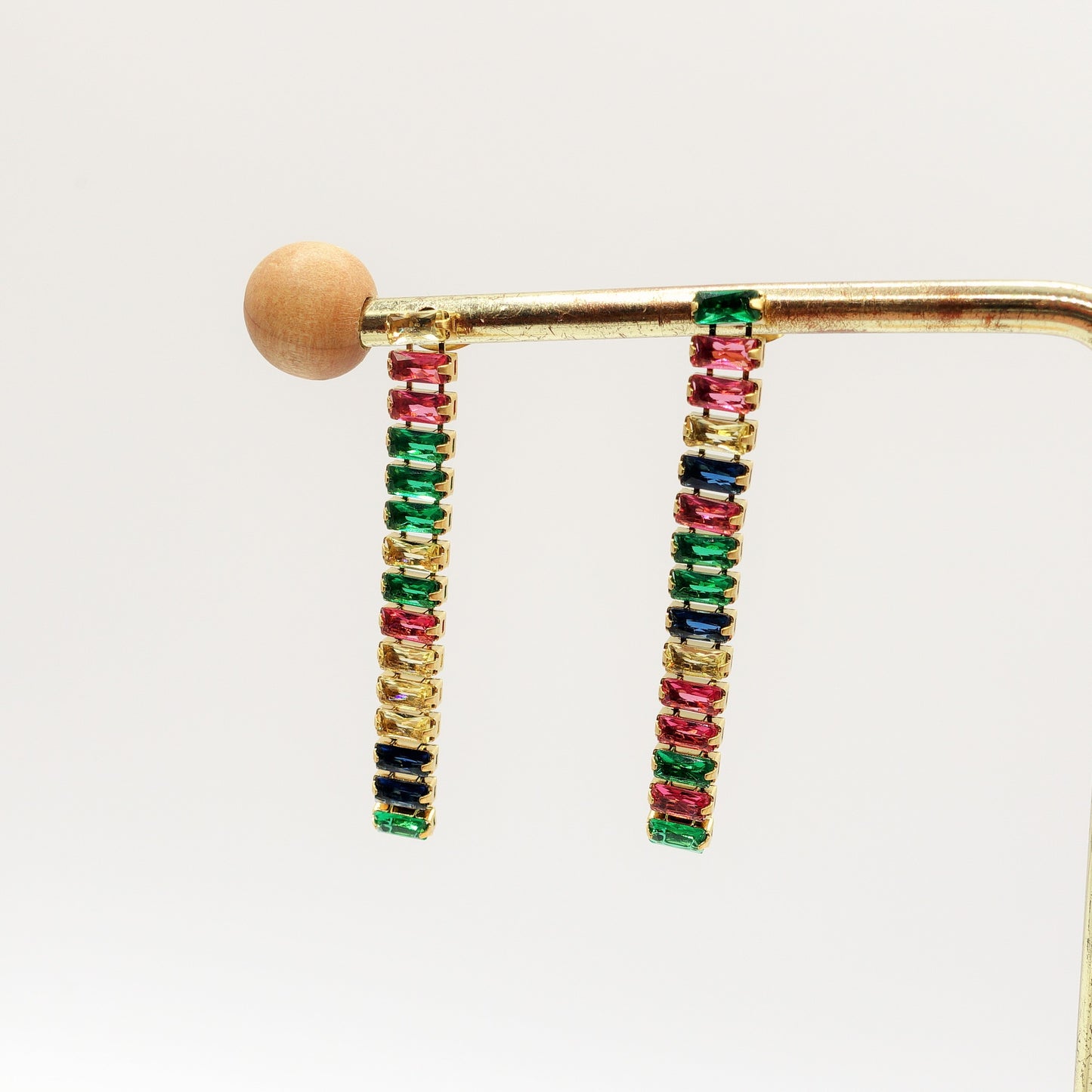 JULIANNE - ACCIAIO INOSSIDABILE ~ Orecchini pendenti tennis con cubic zirconia taglio baguette