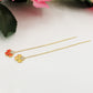 SHINY CLOVER - ACCIAIO inossidabile ~ Paio Orecchini filo pendenti con cubic zirconia - saliscendi