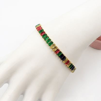 JULIANNE ~ BRACCIALE Tennis - in ACCIAIO INOSSIDABILE con Cubic Zirconia Taglio baguette