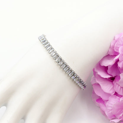 JULIANNE ~ BRACCIALE Tennis 9 Colori - in ACCIAIO INOSSIDABILE con Cubic Zirconia Taglio baguette