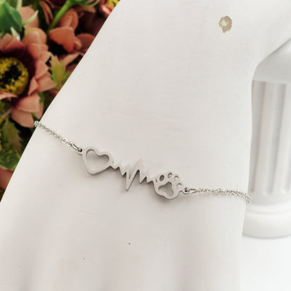 PAW's HEARTBEAT ~ Bracciale battito zampa ACCIAIO inossidabile