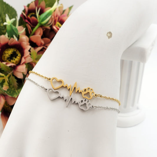 PAW's HEARTBEAT ~ Bracciale battito zampa ACCIAIO inossidabile