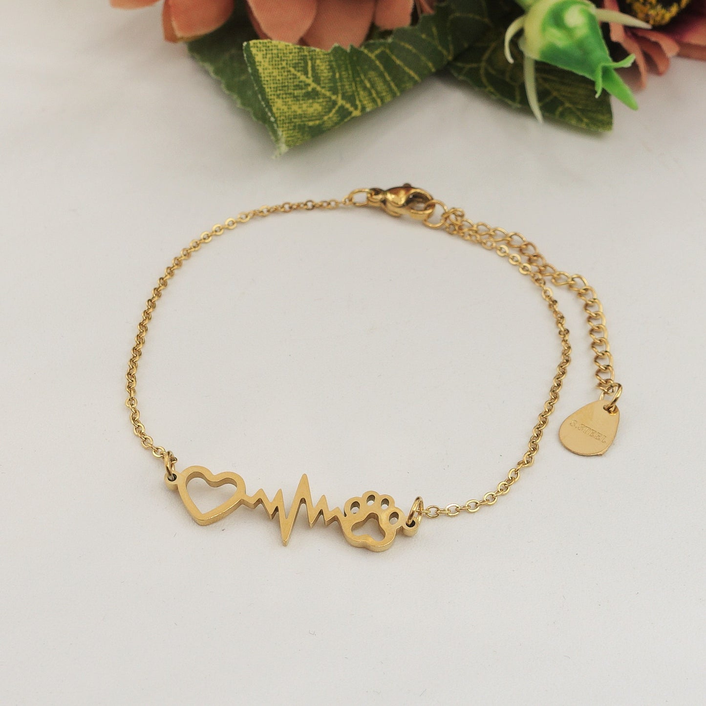 PAW's HEARTBEAT ~ Bracciale battito zampa ACCIAIO inossidabile
