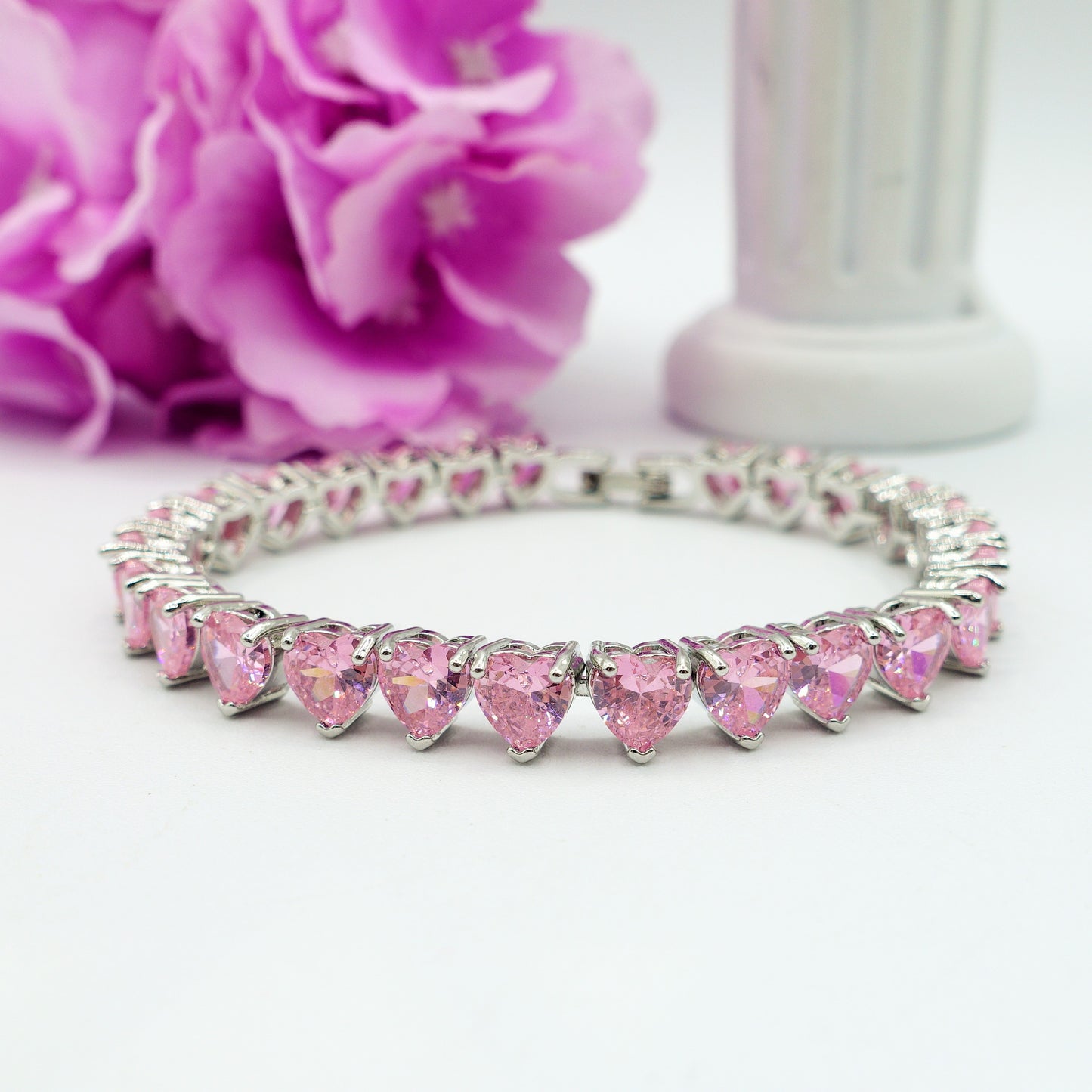 CHERIE - bracciale tennis con cubic zirconia a forma di cuore