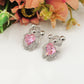 KOKO ~ orecchini bottone orsetto cuore con cubic zirconia