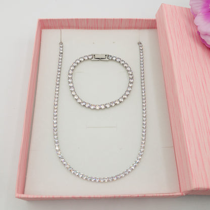 VEGAS SET - ACCIAIO INOSSIDABILE- SET choker e bracciale TENNIS in cubic zirconia