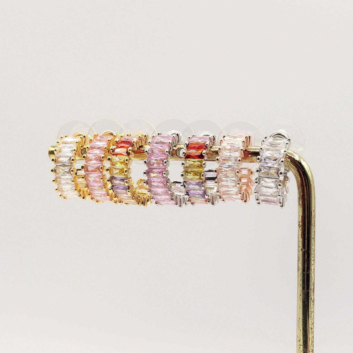 JULIANNE MINI - hoops 1.5 cm -orecchini a cerchio con zirconi a baguette